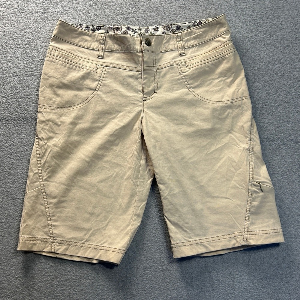 Athleta Bermuda Hiking Shorts Womens 6 Khaki Stretch Travel Outdoor Golf Utility